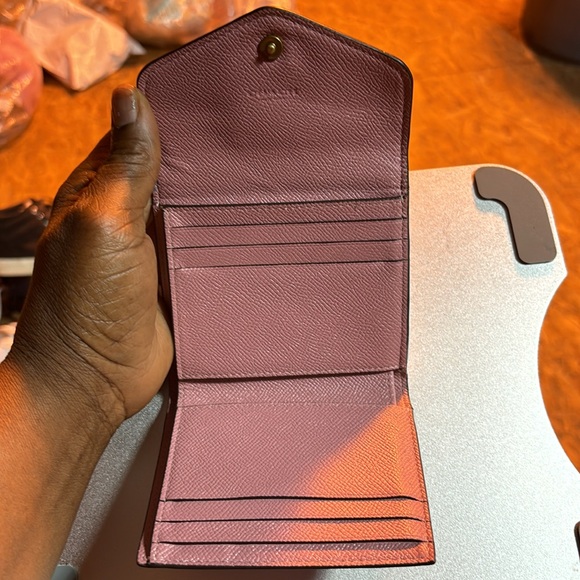 Preowned COACH Wyn Colorblock Crossgrain Leather Small Tri-fold Wallet - Picture 4 of 7